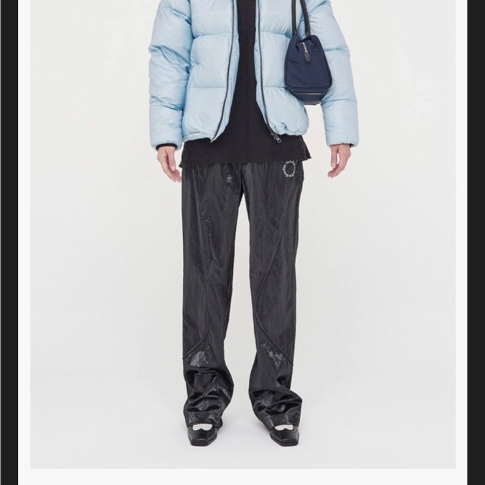 Matin Kim Curve Detail String Pants in Patent Black, Size Small